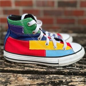 Converse Chuck Taylor All-Star Multicolored Patchwork Sz 1Y High Top Sneaker M1